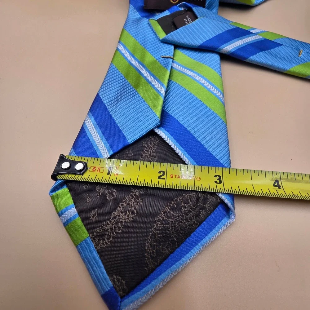 Robert Talbott Best of Class Silk Tie Blue Lime Green Striped Made in Italy
